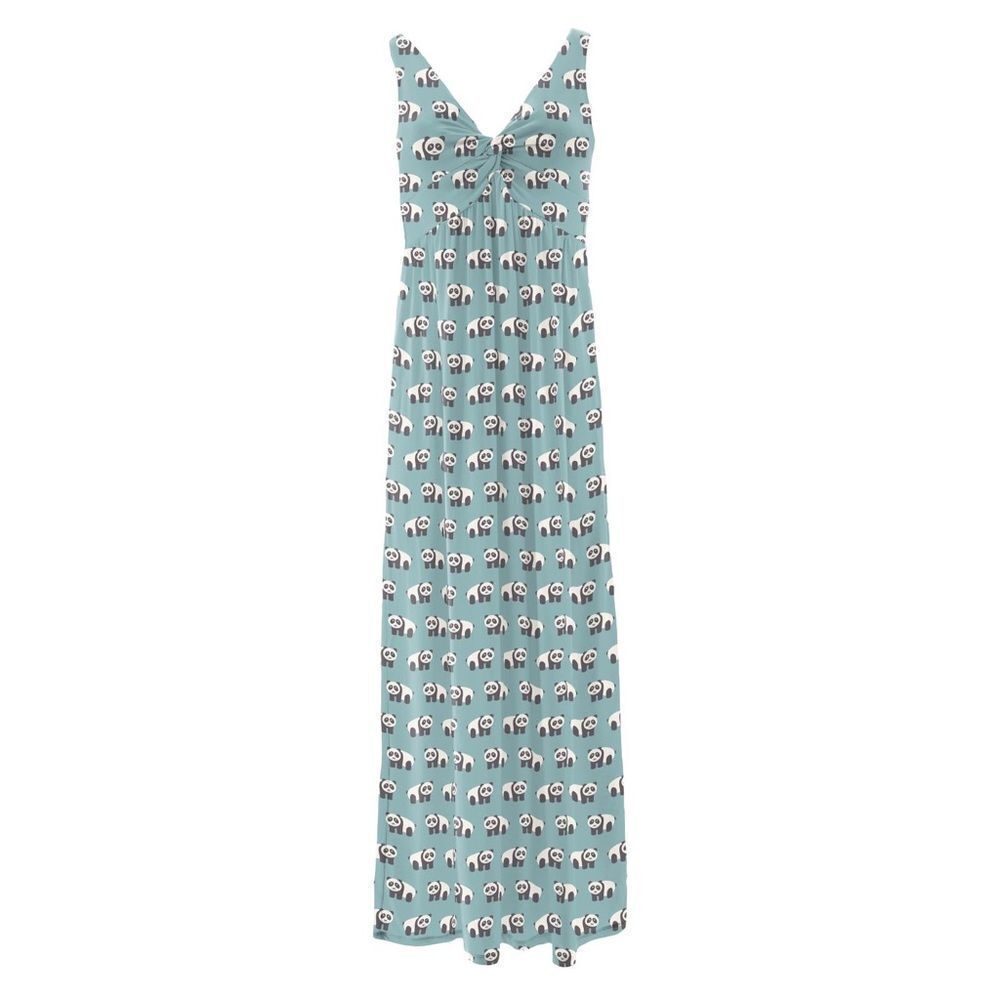KICKEE Nightgown Print Simple Twist in Jade Panda Small Nwt